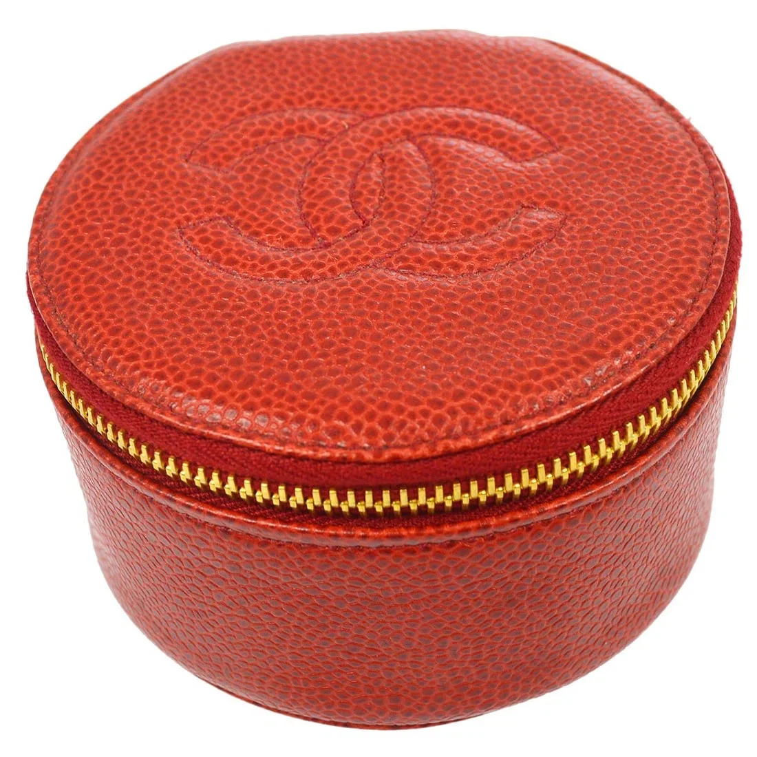 CHANEL RED CALFSKIN JEWELRY CASE POUCH BAG