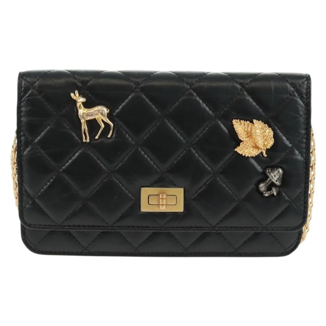 Chanel Reissue 2.55 Flap Leather Bag Lucky Charms Black