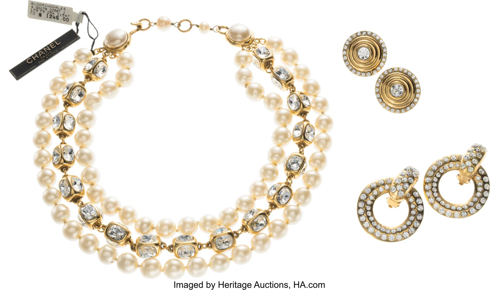 Chanel Set of Three: Vintage Pearl & Crystal Ear