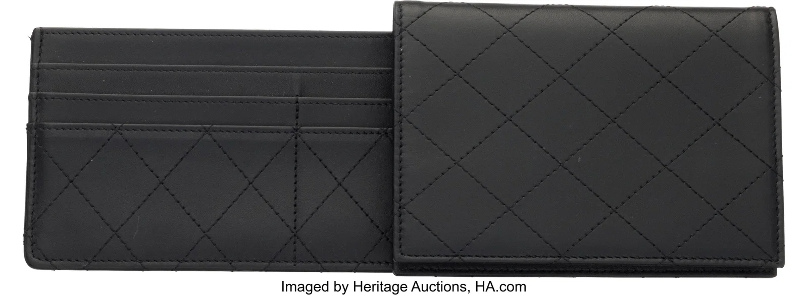 Chanel Set of Two: Black Leather Passport Holder