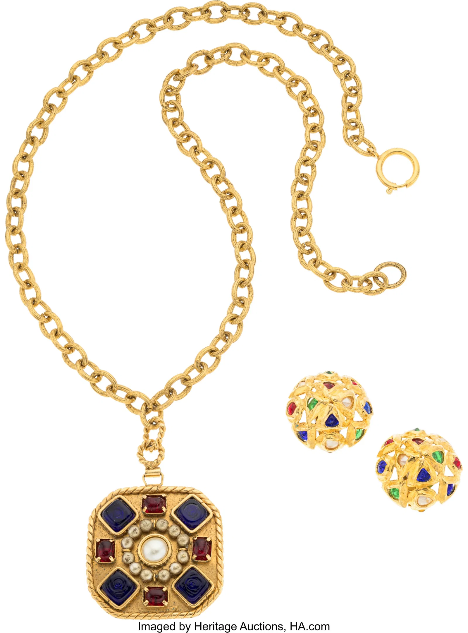 Chanel Set of Two: Vintage Gripoix Earrings & Pe