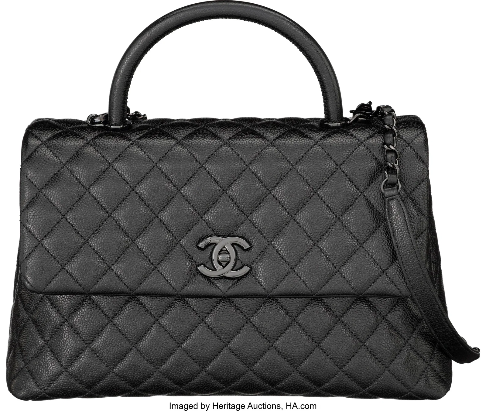 Chanel So Black Quilted Caviar Leather Medium Co
