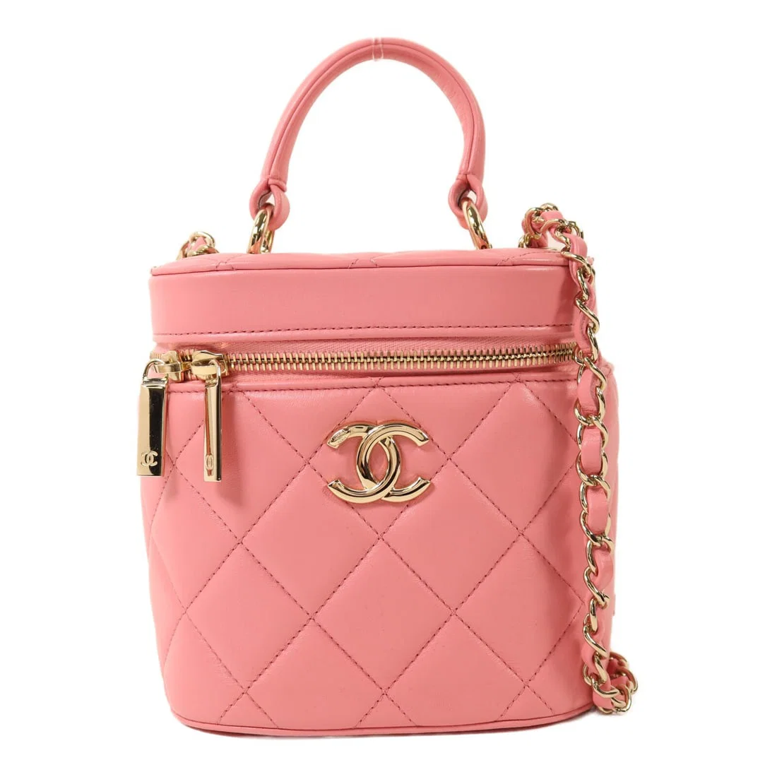 Chanel Trendy CC Vanity Case Pink Lambskin Chain Shoulder Bag Gold Hardware