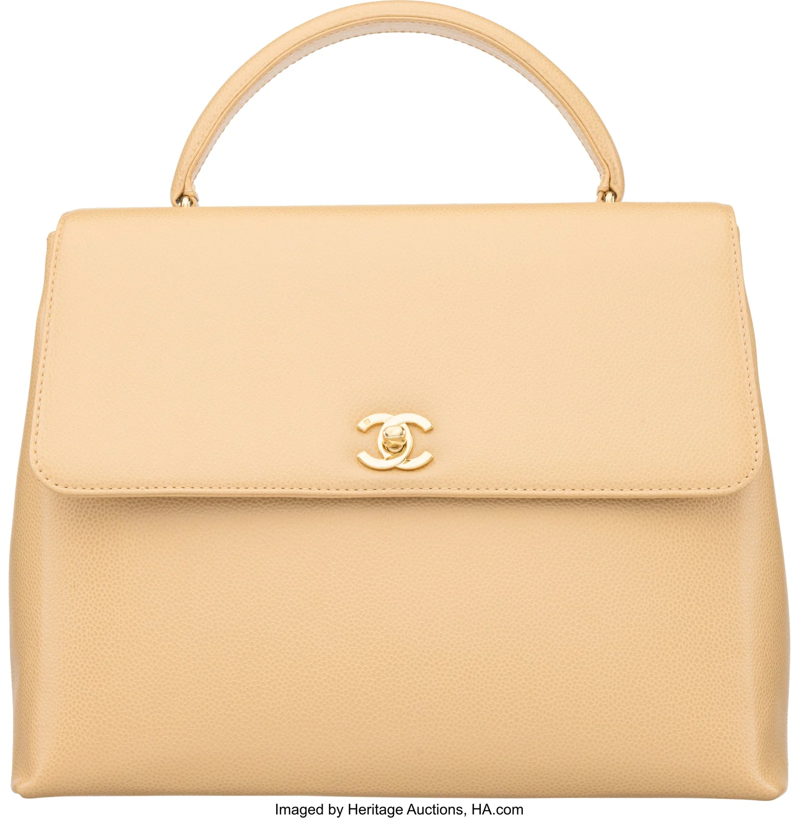 Chanel Vintage Beige Caviar Leather Large Kelly