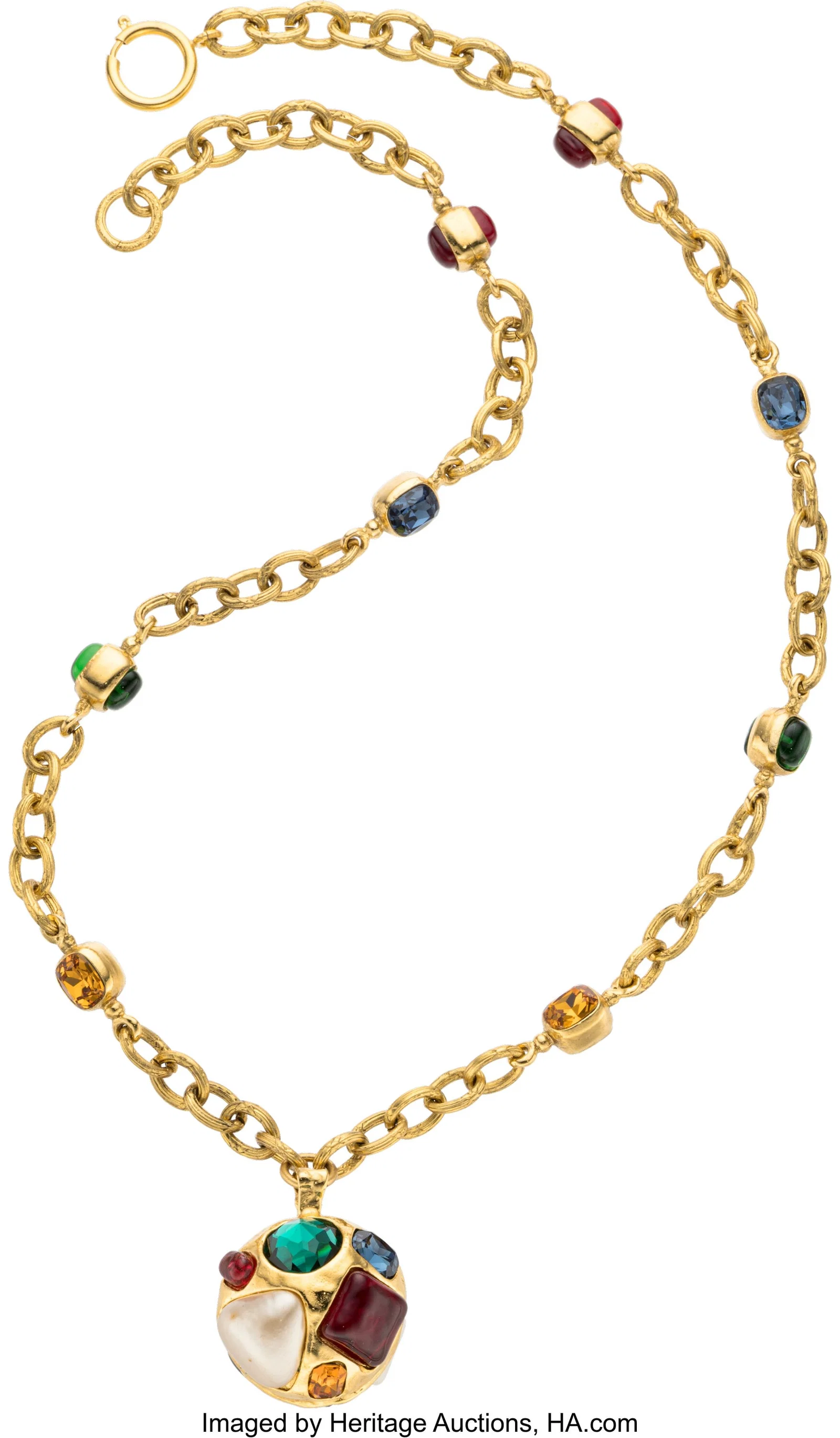 Chanel Vintage Gold Plated, Multicolor Gripoix,