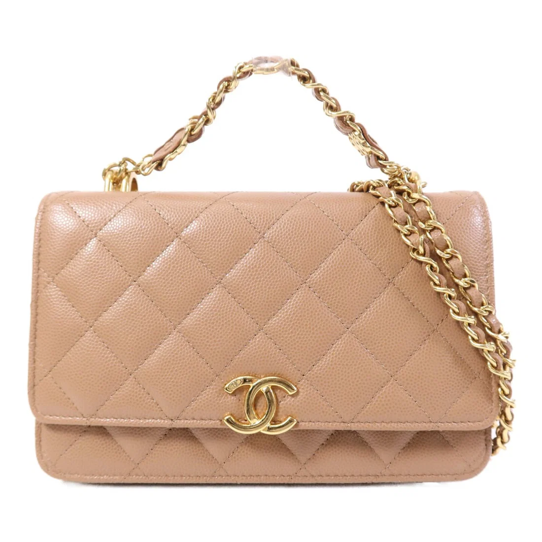 Chanel Wallet on Chain AP3019 Beige Calfskin Gold Hardware Shoulder Bag