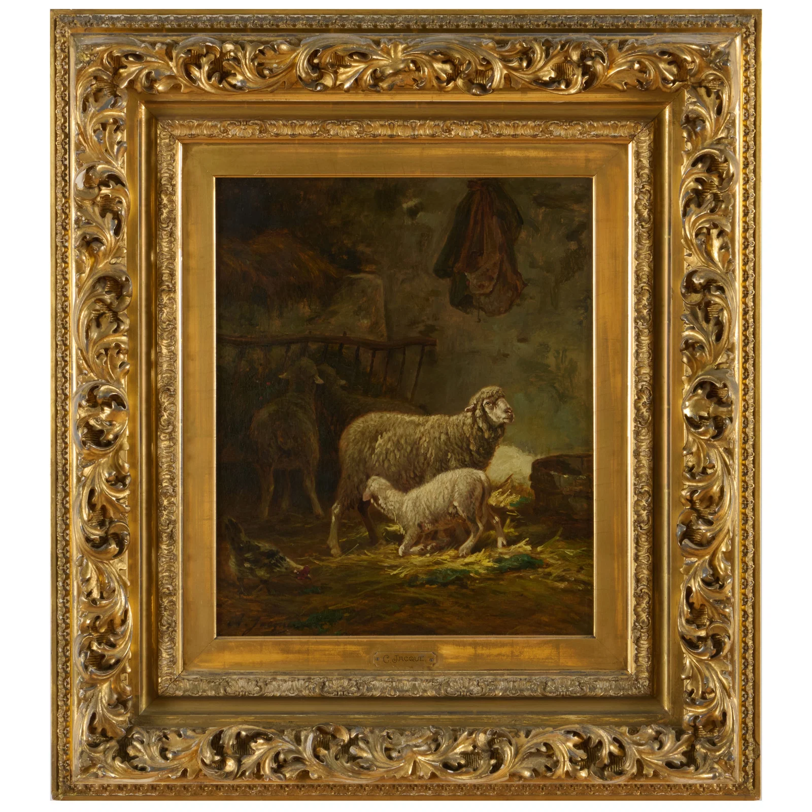 Charles Emile Jacque (1813-1894): Ewe Nursing her Lamb