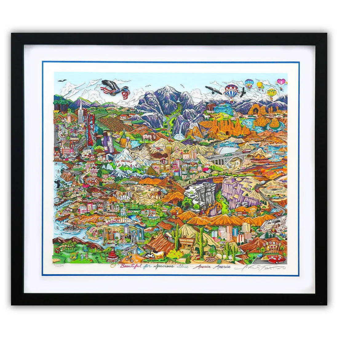 Charles Fazzino- 3D Construction Silkscreen Serigraph "O BEAUTIFUL FOR SPACIOUS SKIES, AMERICA,