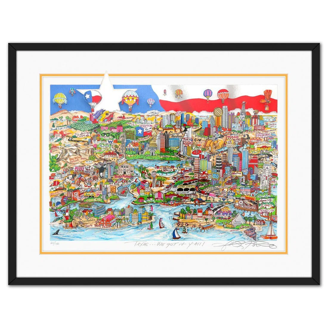 Charles Fazzino- 3D Construction Silkscreen Serigraph "Texas... We Got it Yall"