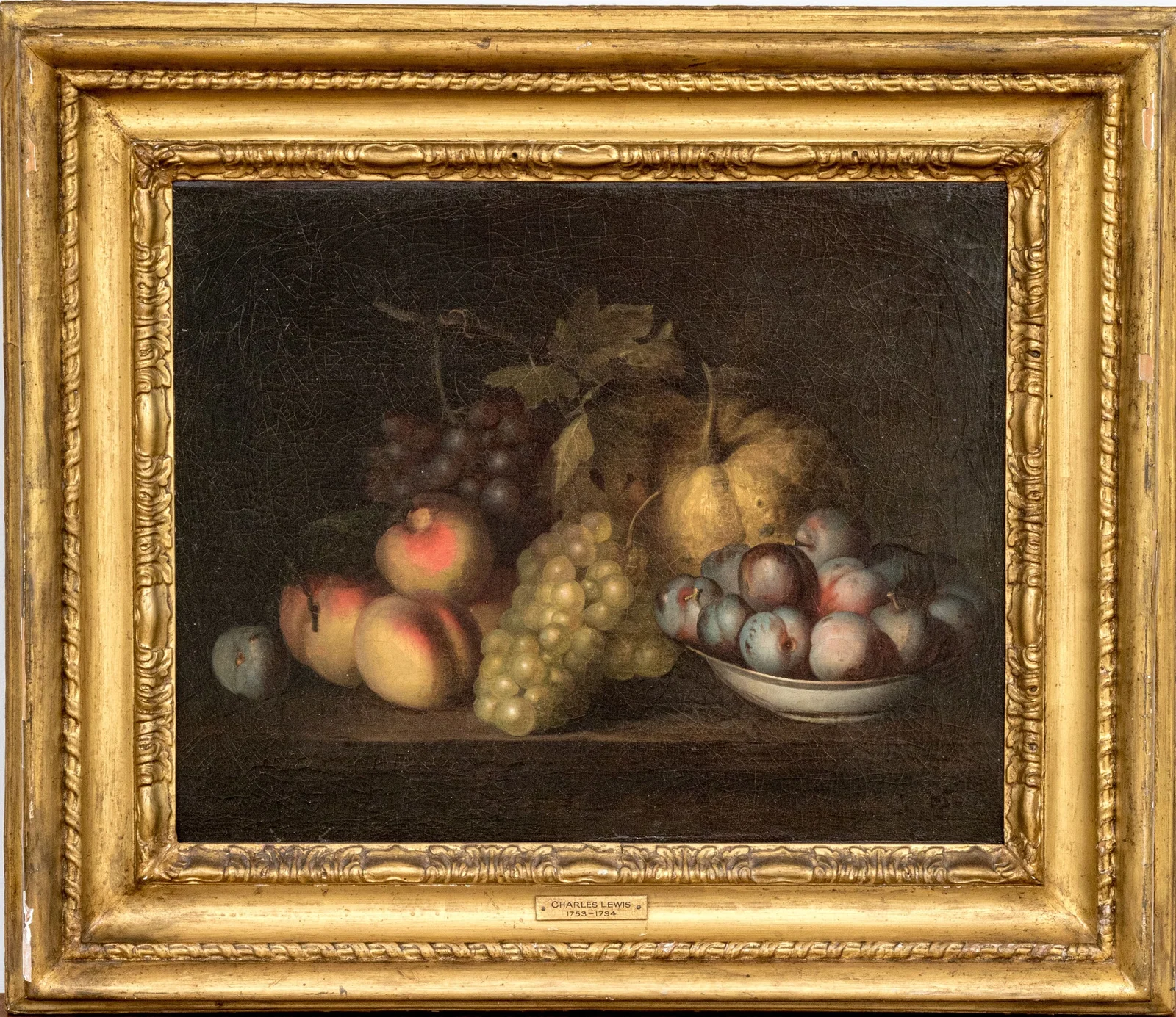 CHARLES LEWIS (BRITISH, 1753-1794) OIL ON CANVAS, STILL LIFE WITH FRUIT