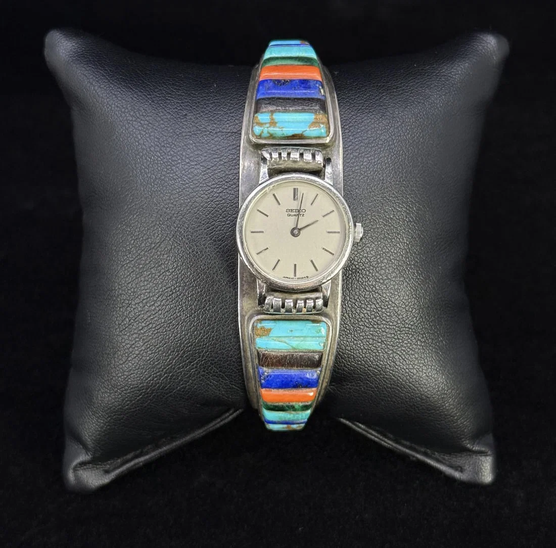 Charles Loloma Sterling Cobblestone Inlay Watch