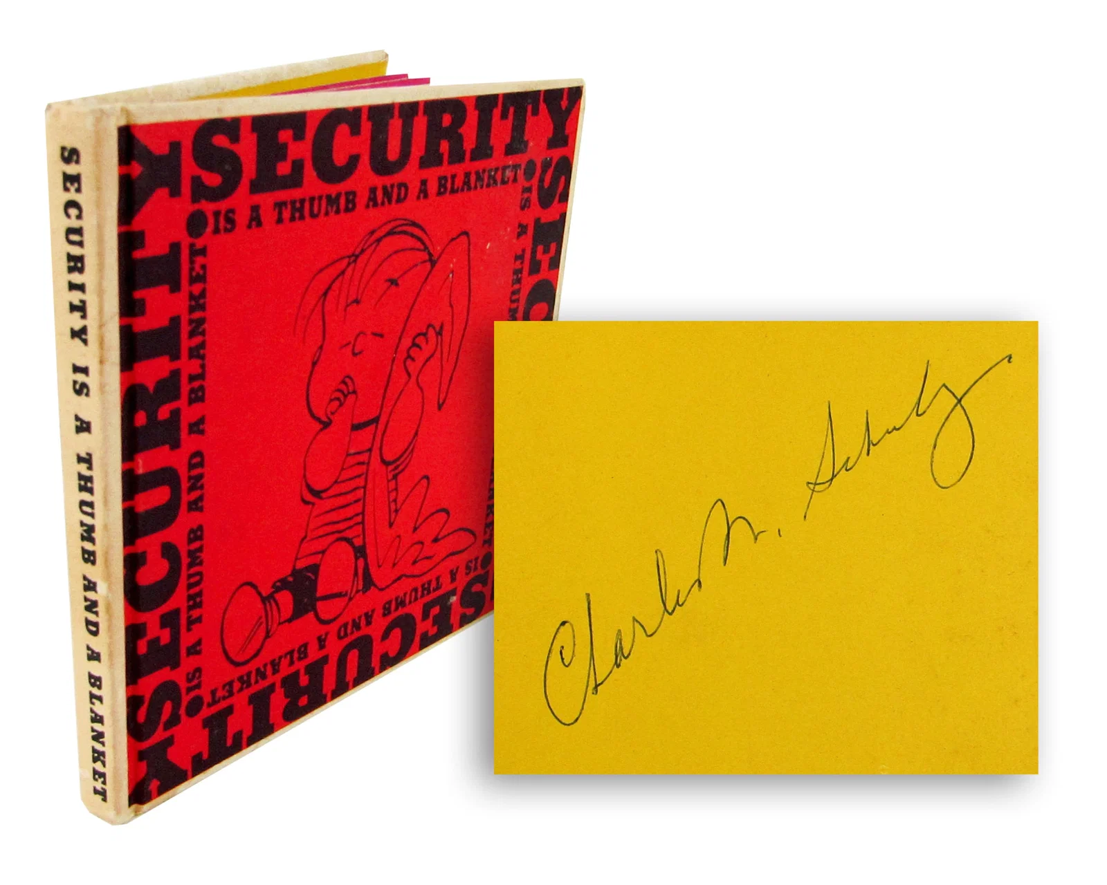 Charles Schulz Signed 1st Ed. "Security is a Thumb and a Blanket"