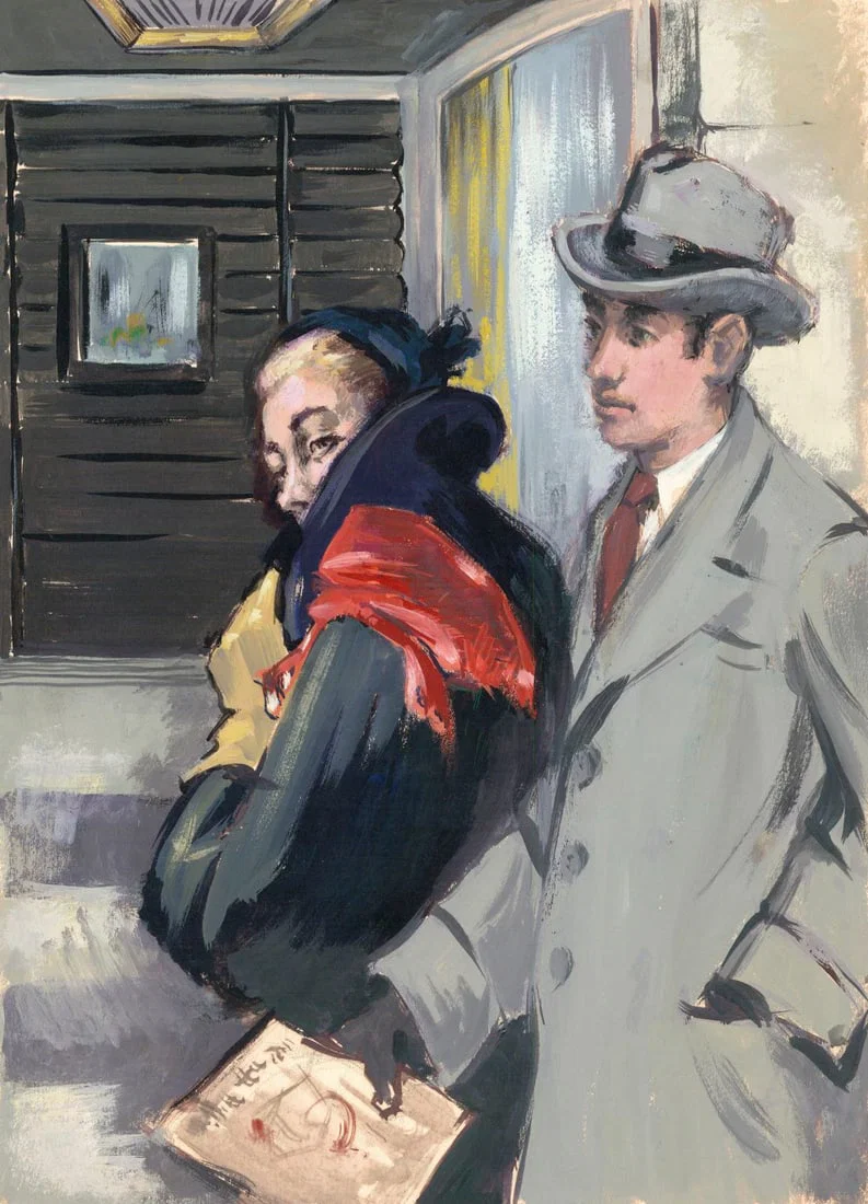 Charles Yeiser (NY,1925-2005) gouache painting