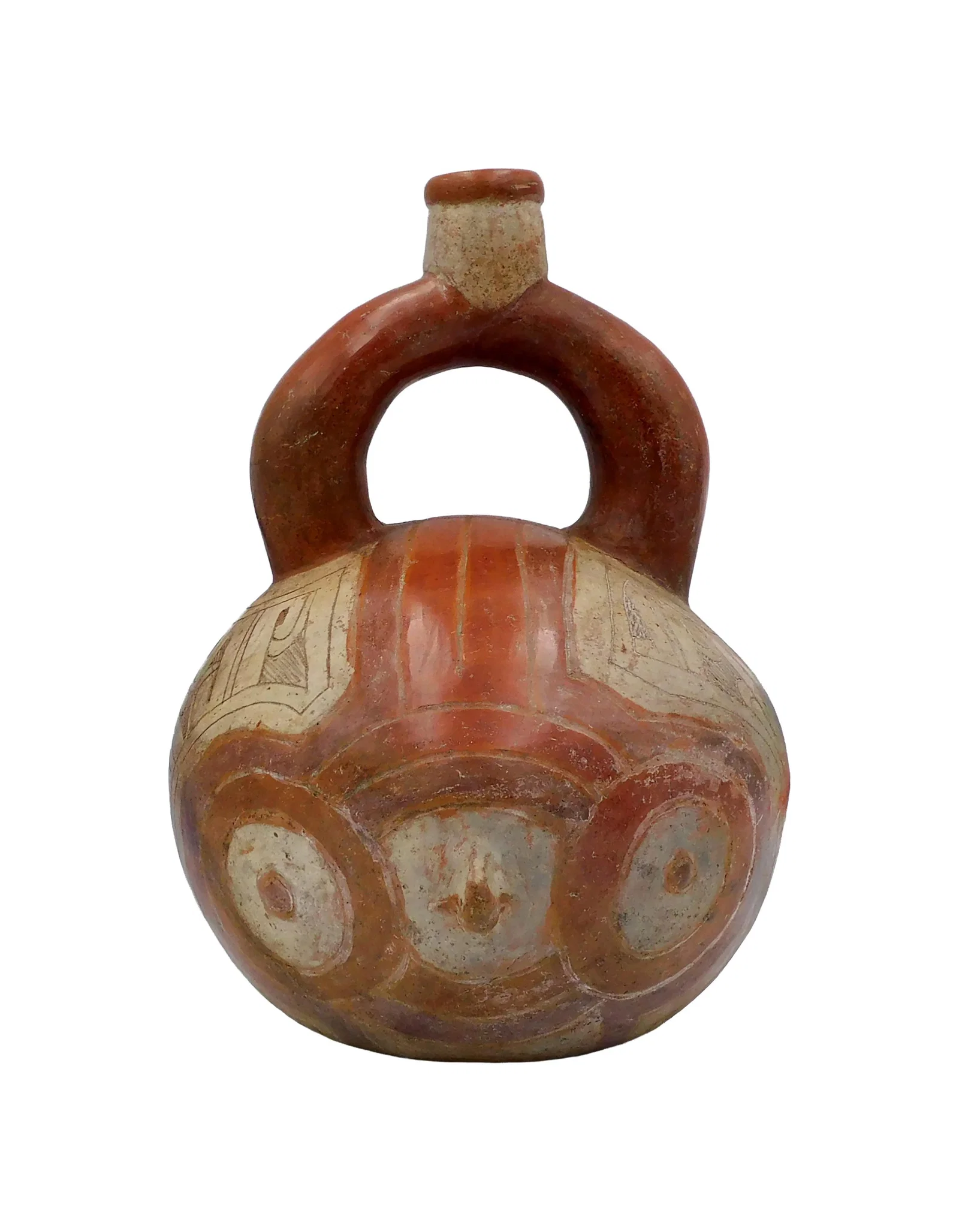 Chavin Stirrup Vessel with Owl Face
