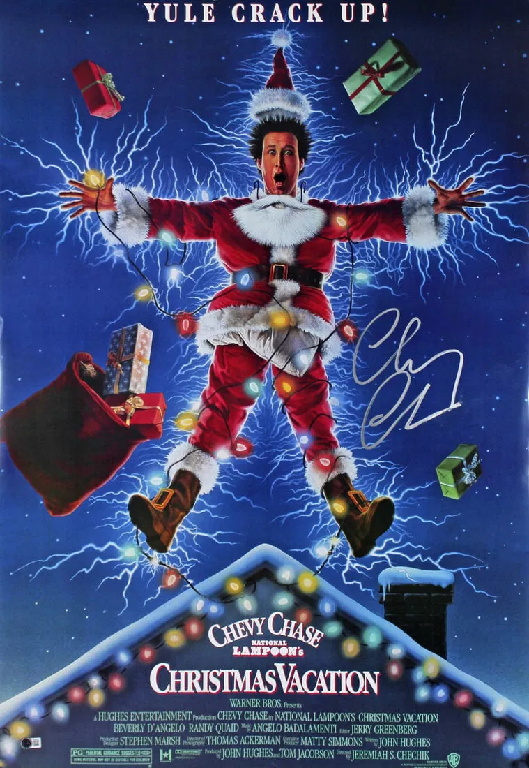 Chevy Chase Signed 24x36 Christmas Vacation Movie Poster BAS Authenticated