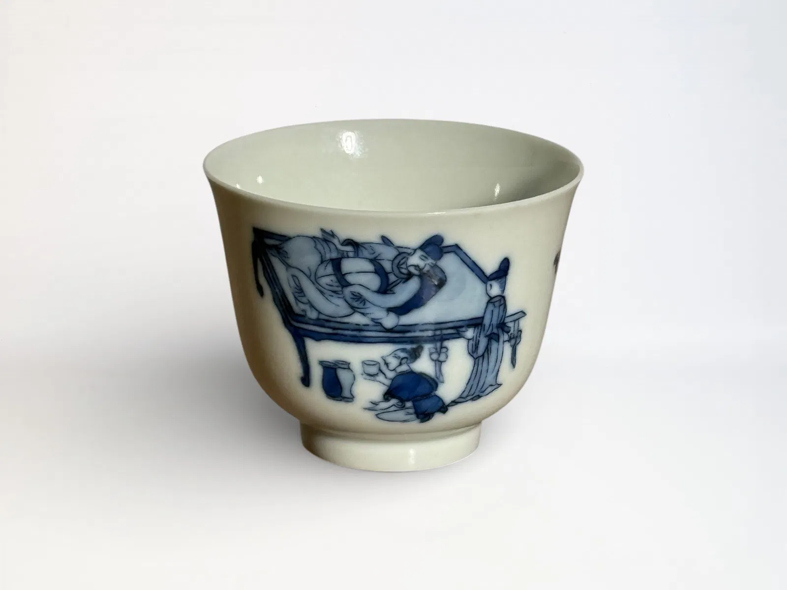 Chinese Blue and White 'Figural' Cup with Mark