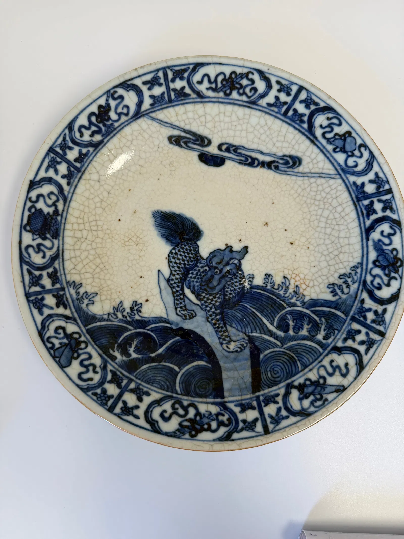 Chinese blue and white monster large plate