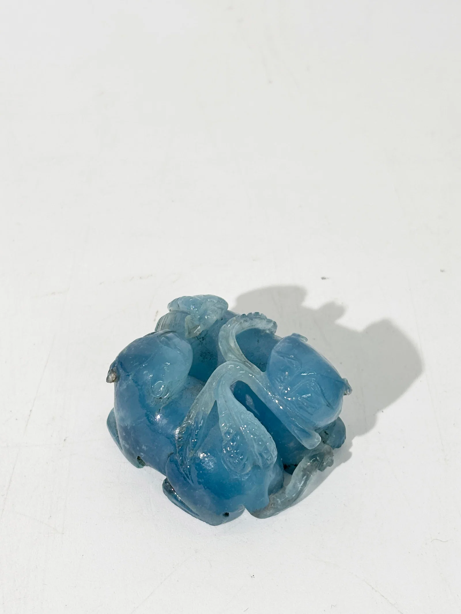 Chinese Blue Chalcedony Double Cat Toggle