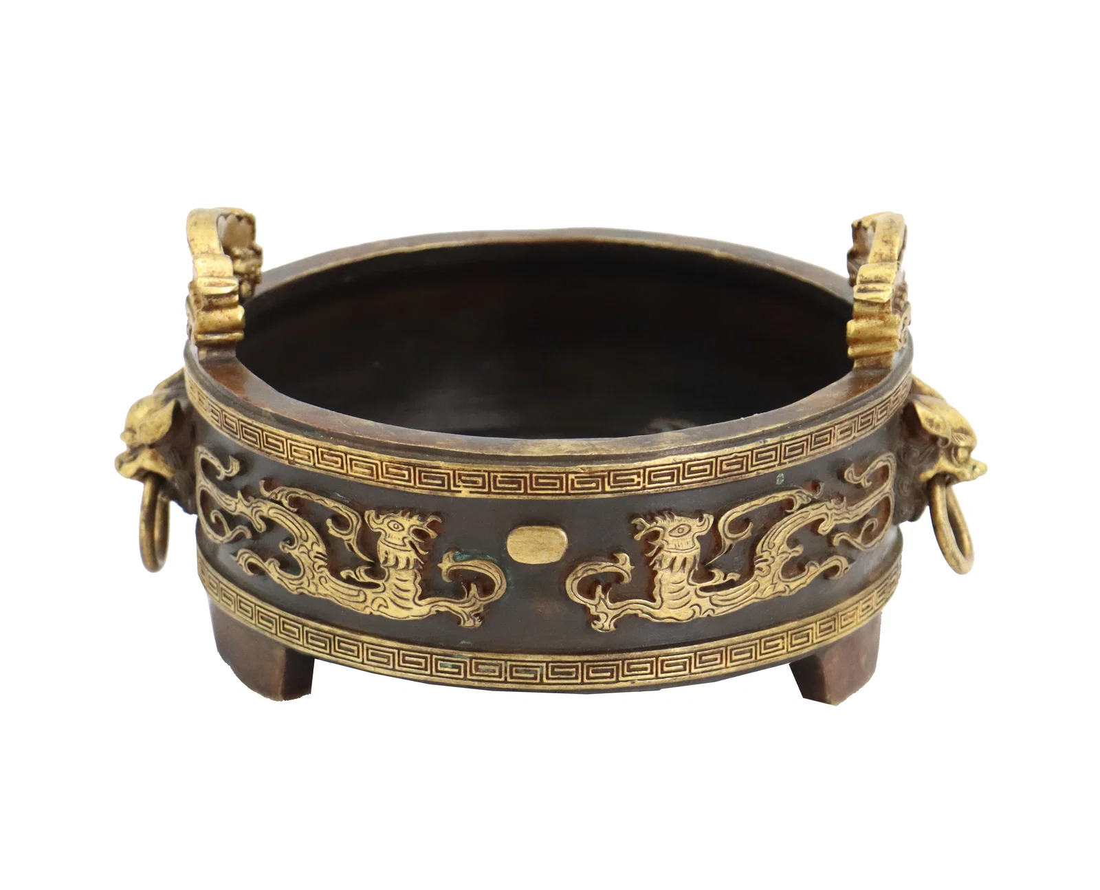 Chinese Bronze and Gilt Incense Burner with Dragons