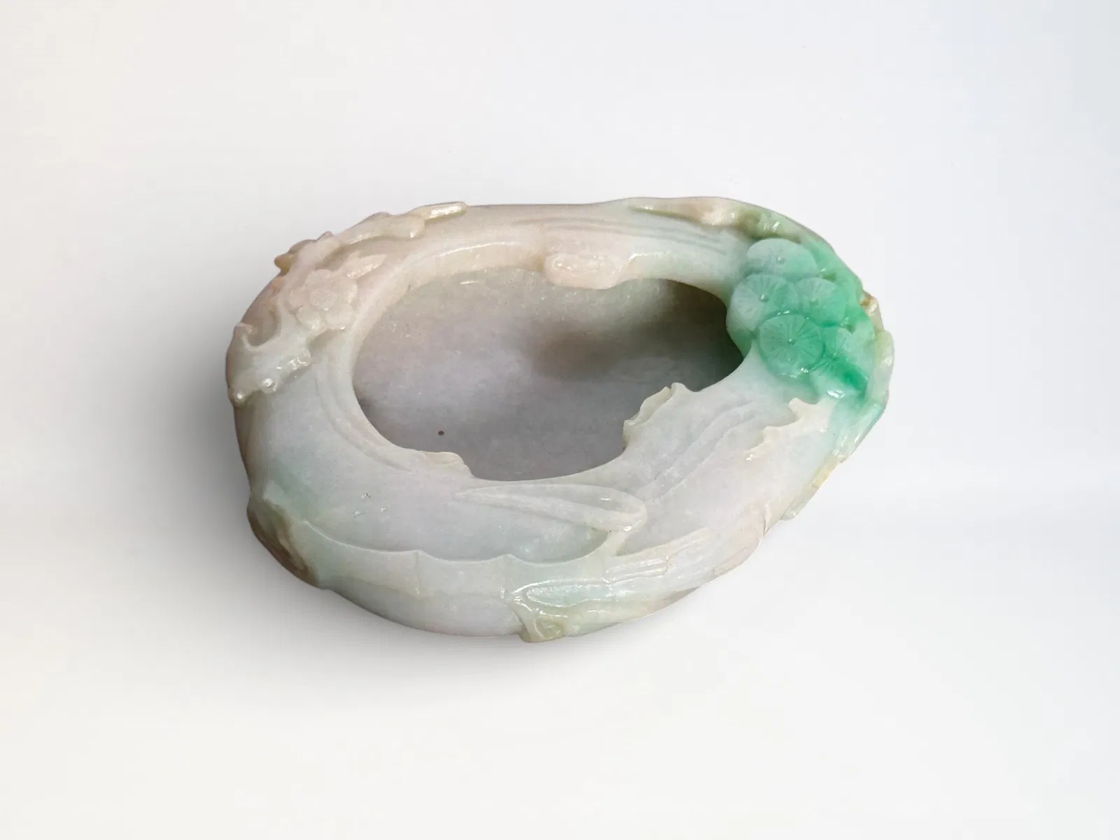 Chinese Carved Jadeite Scholar Brush Washer