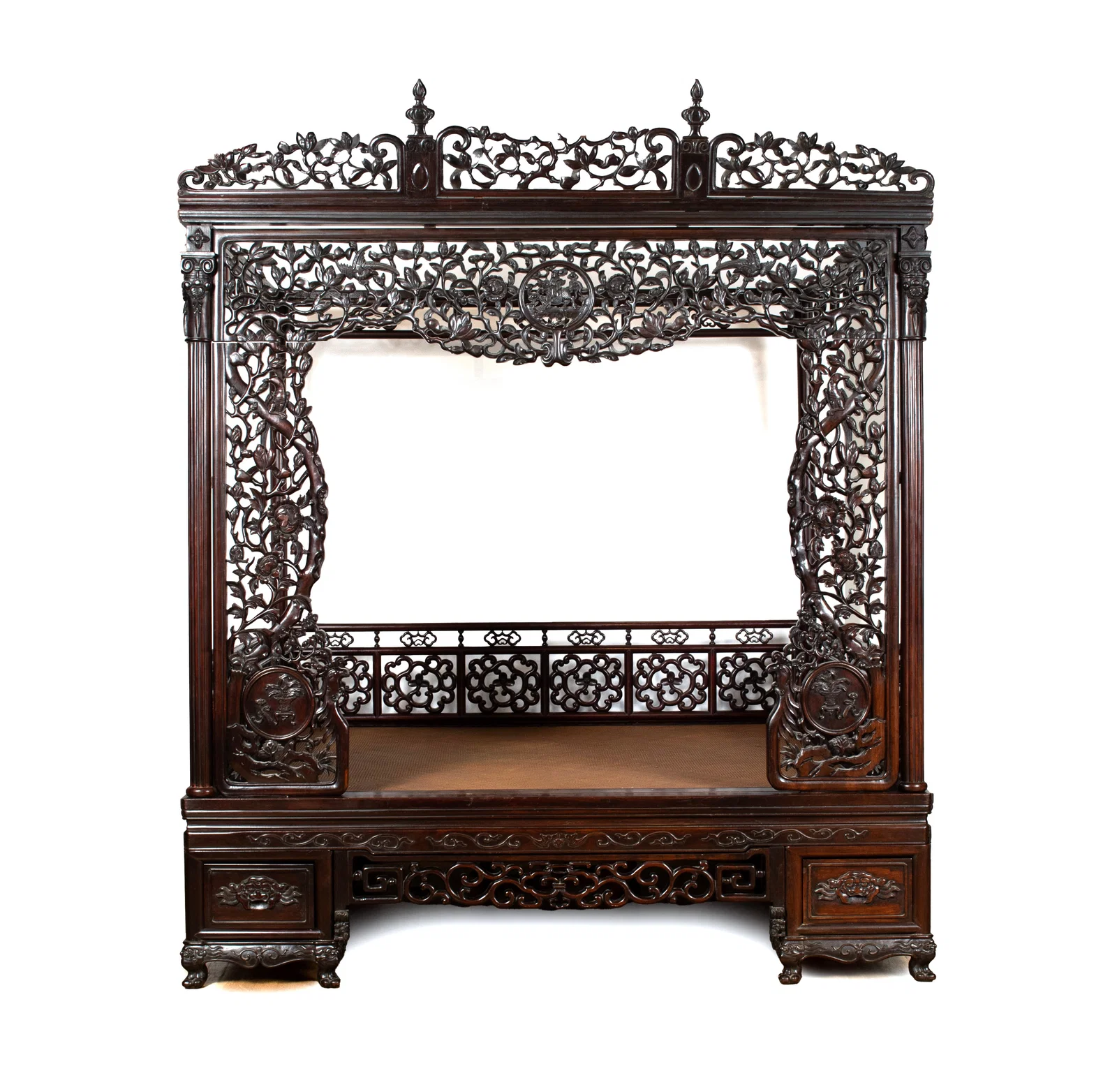 CHINESE CARVED WEDDING CANOPY BED