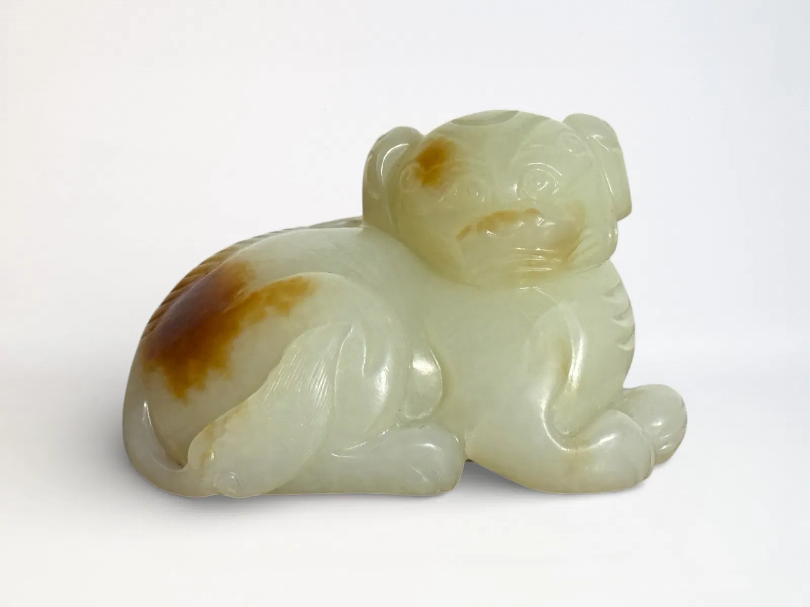 Chinese Carved White Jade Foo Lion