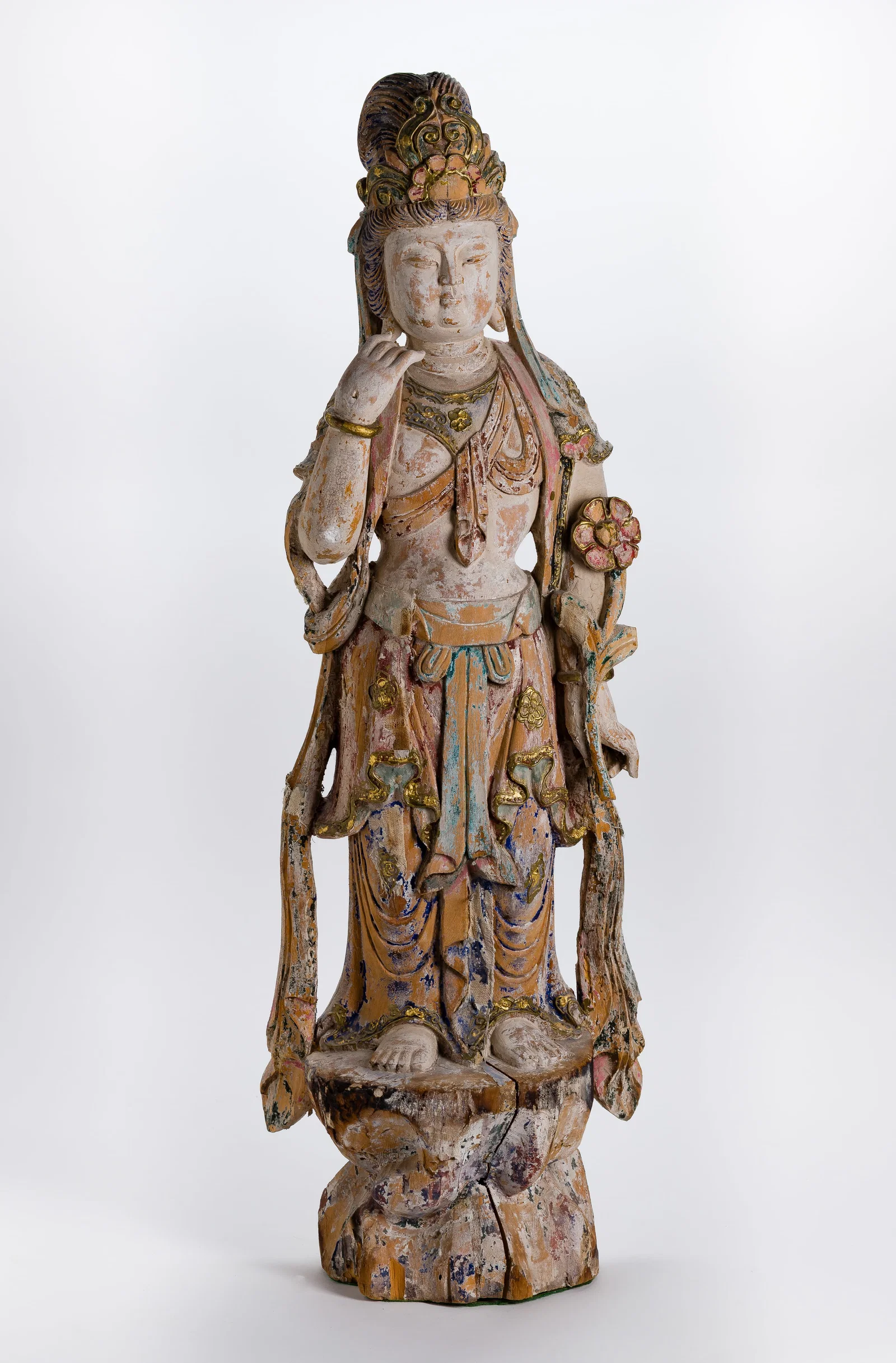 Chinese Carved Wood Guanyin Sculpture