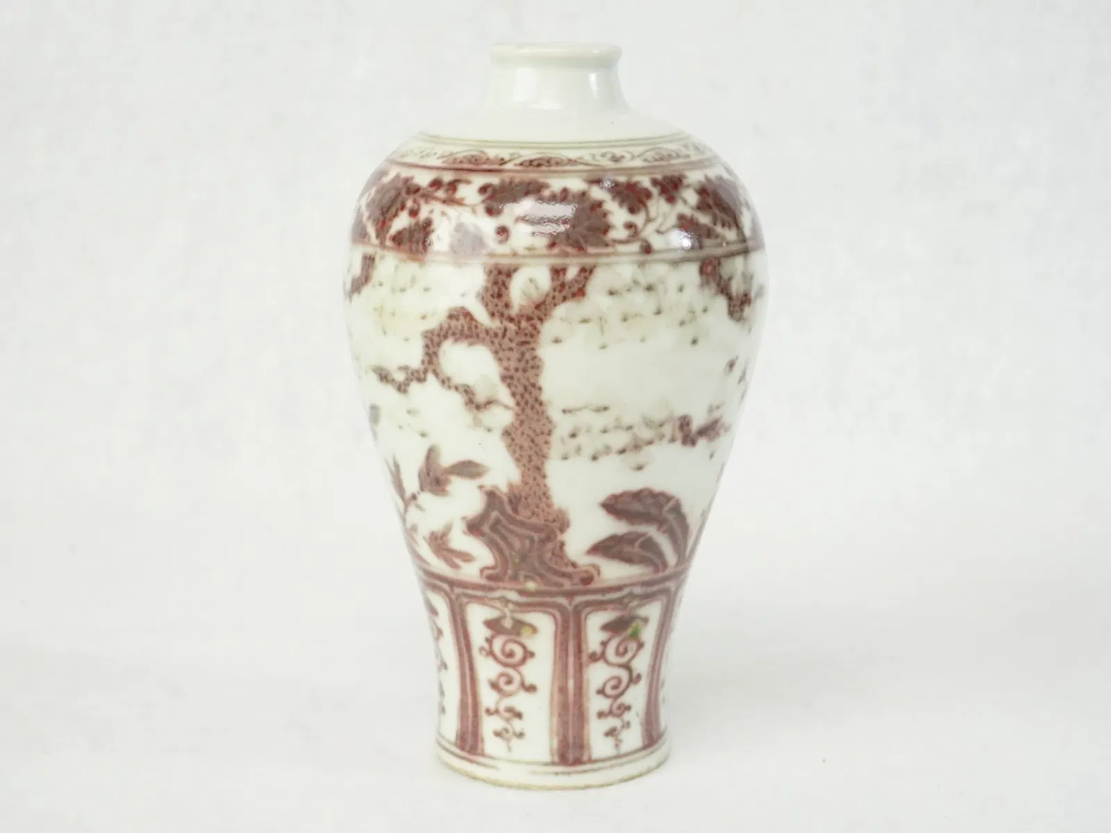 Chinese Copper Red ’Three Friends of Winter’ Meiping Vase