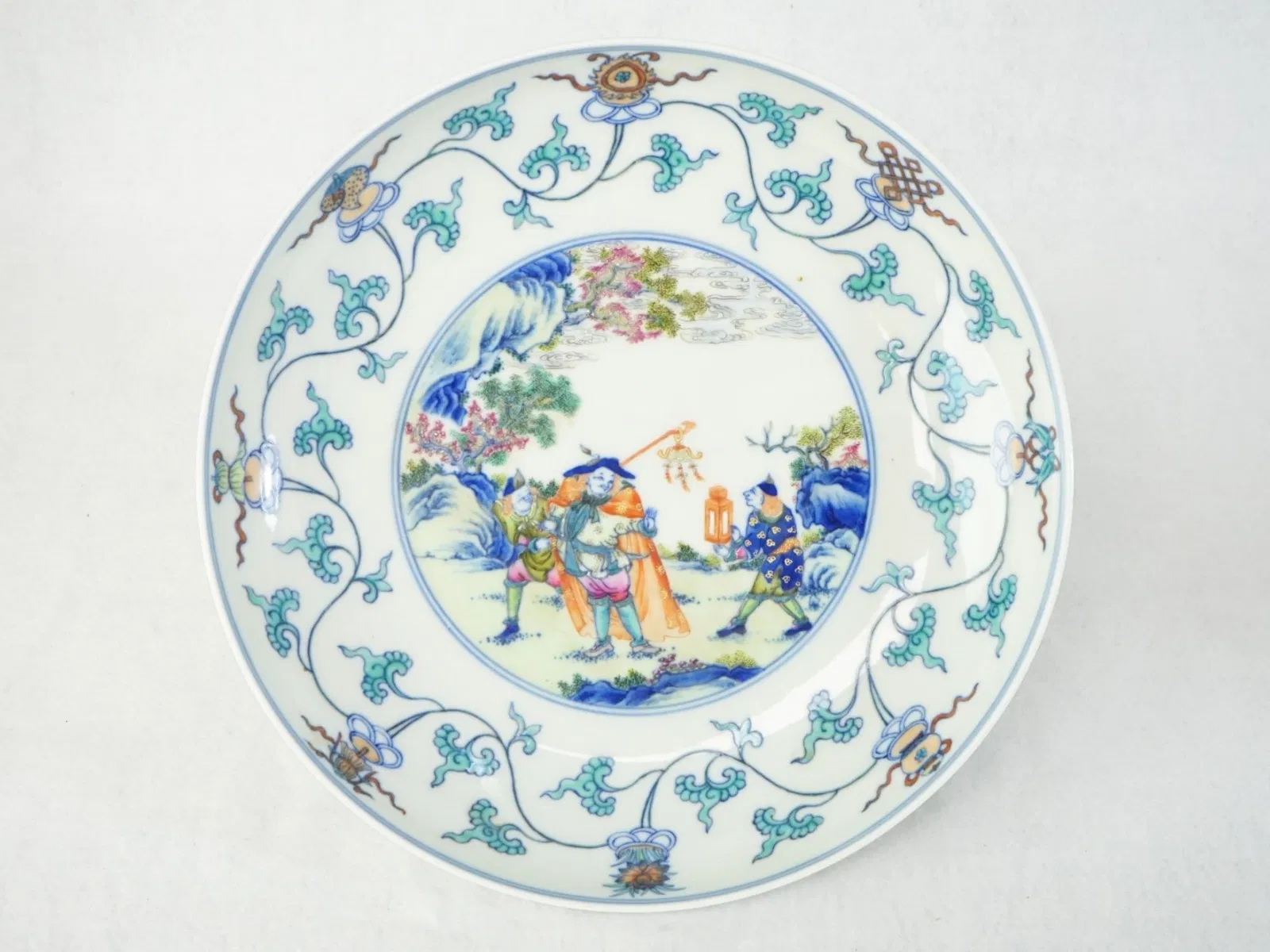 Chinese Doucai 'Figural' Porcelain Dish with Mark