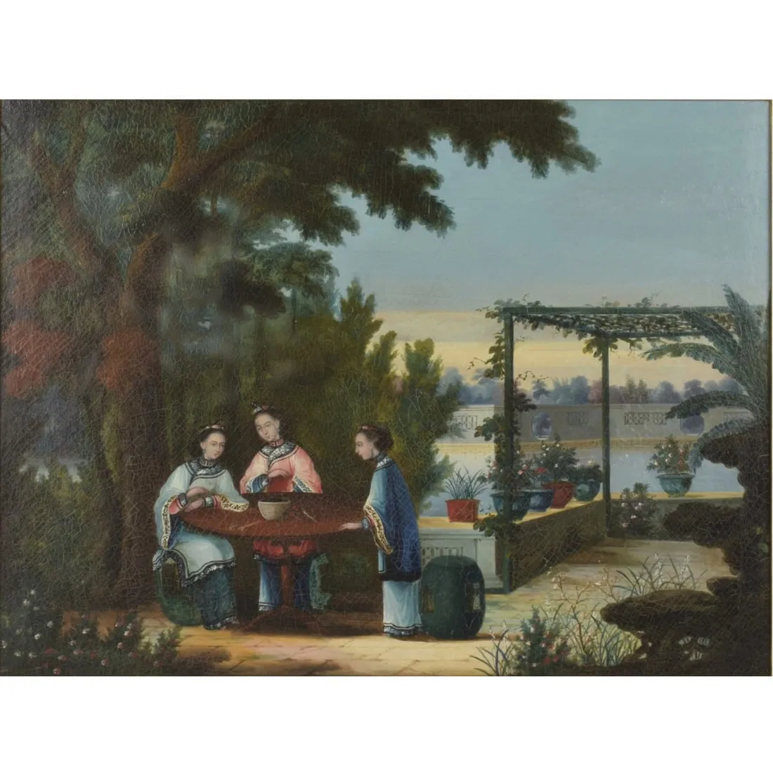 Chinese Export Oil on Canvas