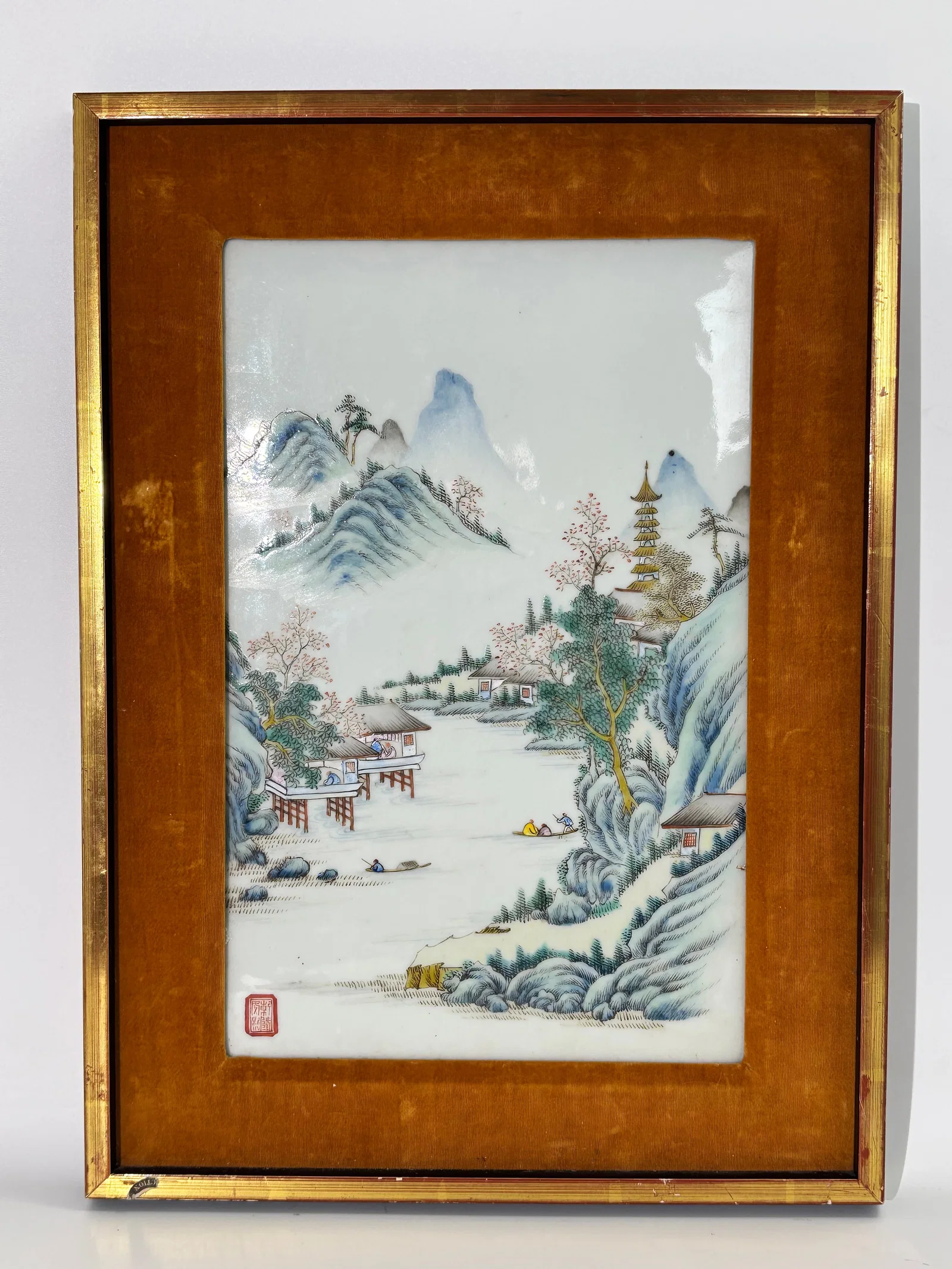 Chinese Famille Rose Porcelain Landscape Plaque