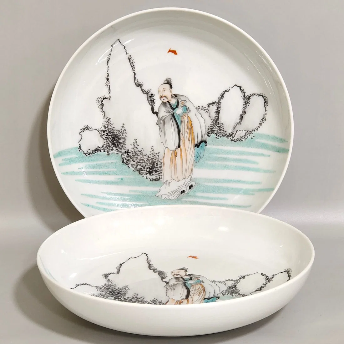 Chinese famille rose porcelain plate pair Qing dynasty Yongzheng Mark & Period