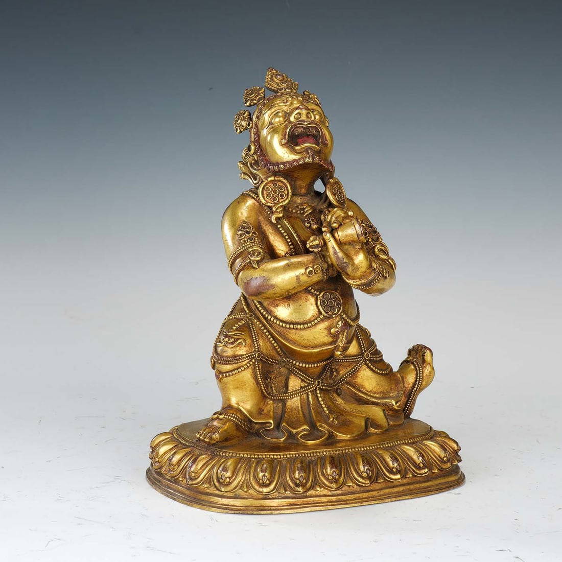 CHINESE GILT BRONZE DHARMAPALA