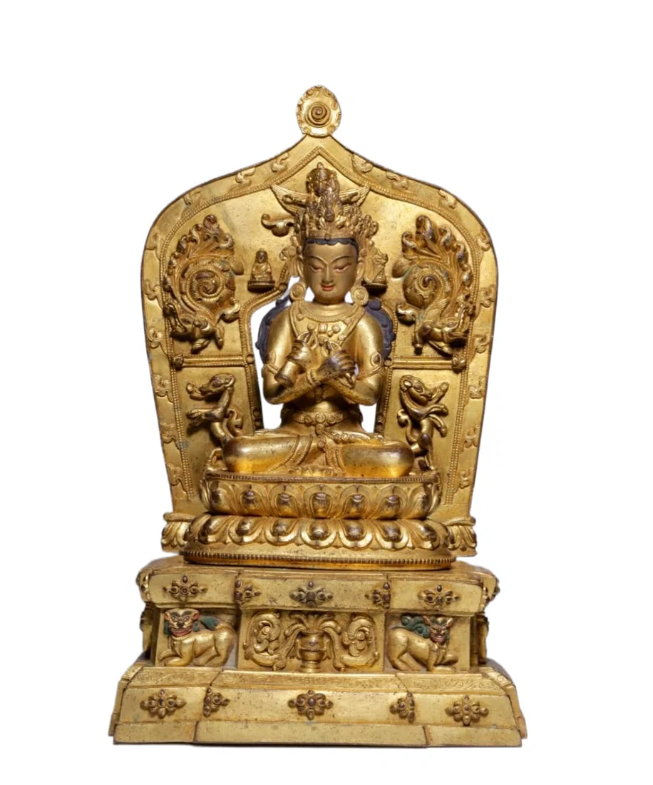 Chinese Gilt Copper Vajradhara Halo Statue