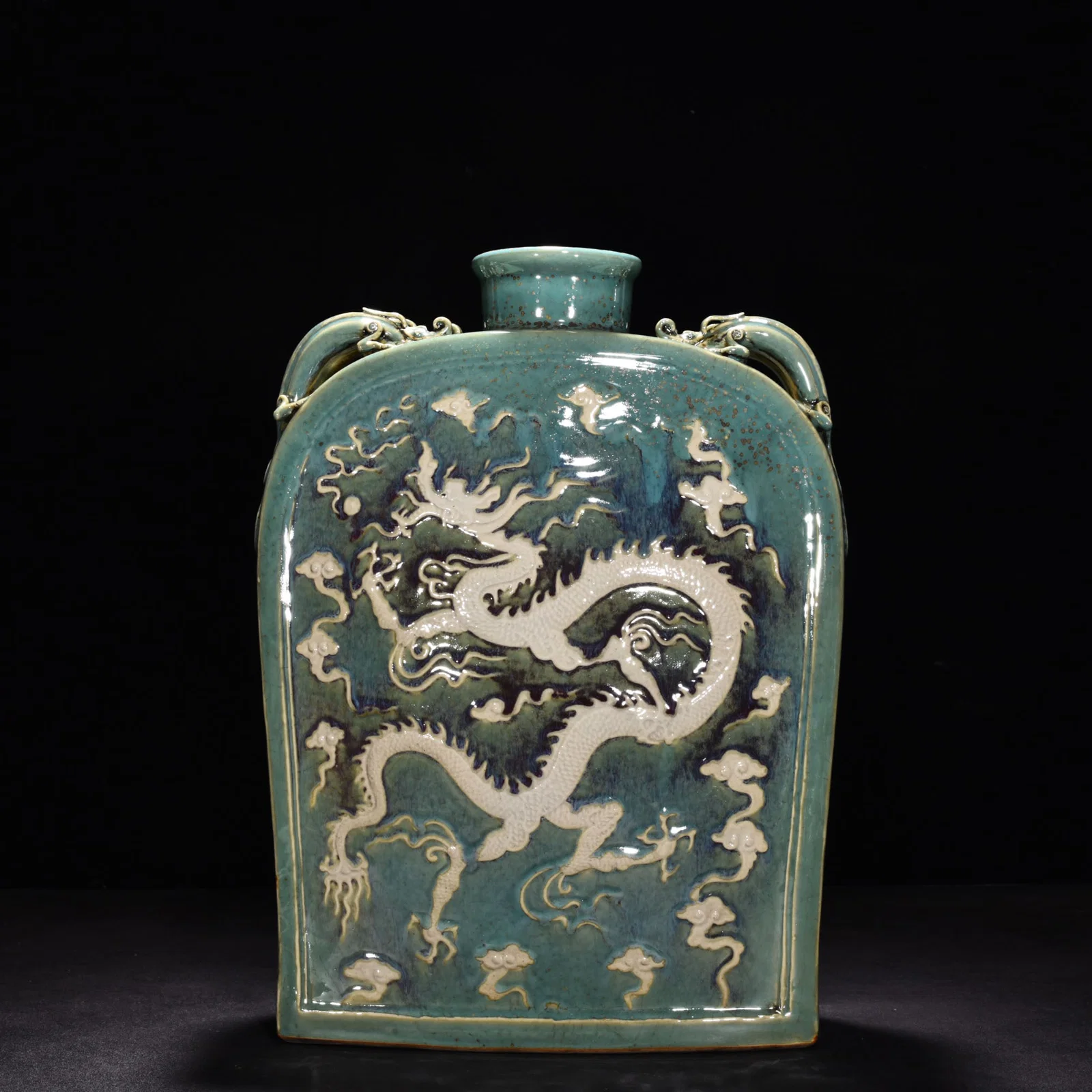 Chinese green and white porcelain bottle Yuan dynasty