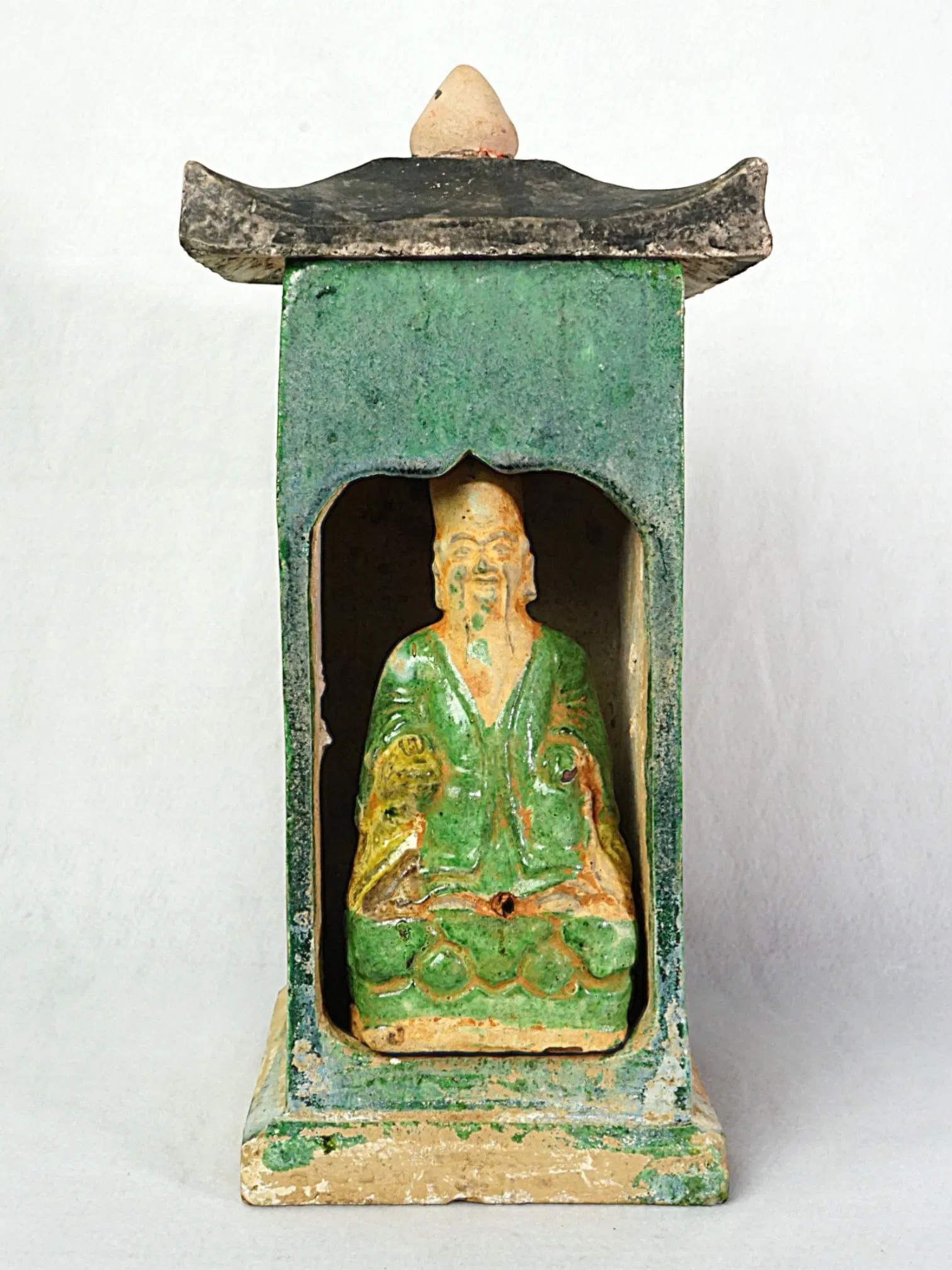 Chinese Green-Glazed Earthenware Shrine Figure