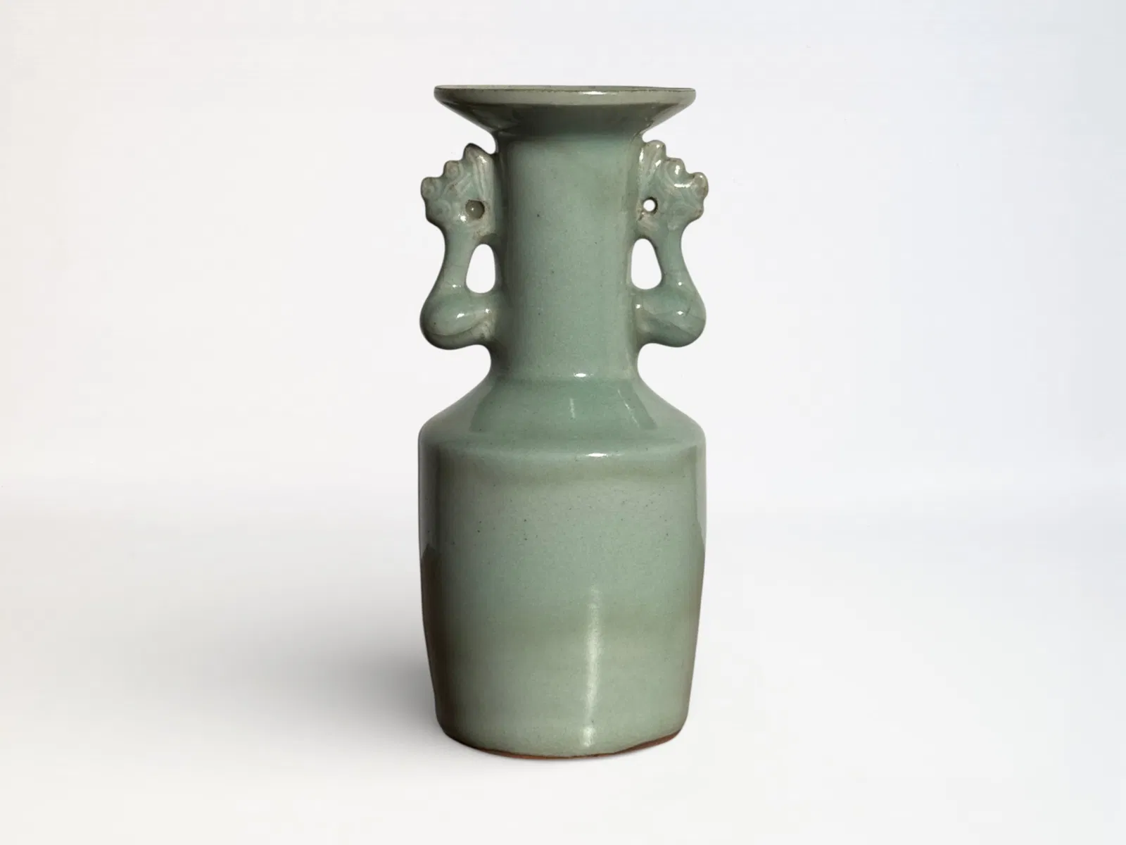 Chinese Longquan Celadon Phoenix-Handled Mallet Vase