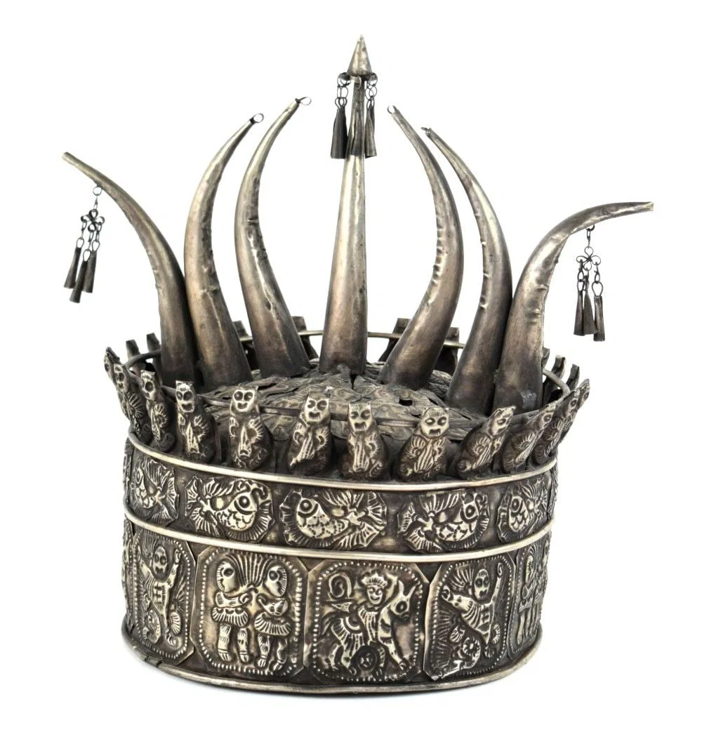 Chinese Miao Silver Metal Ceremonial Headdress