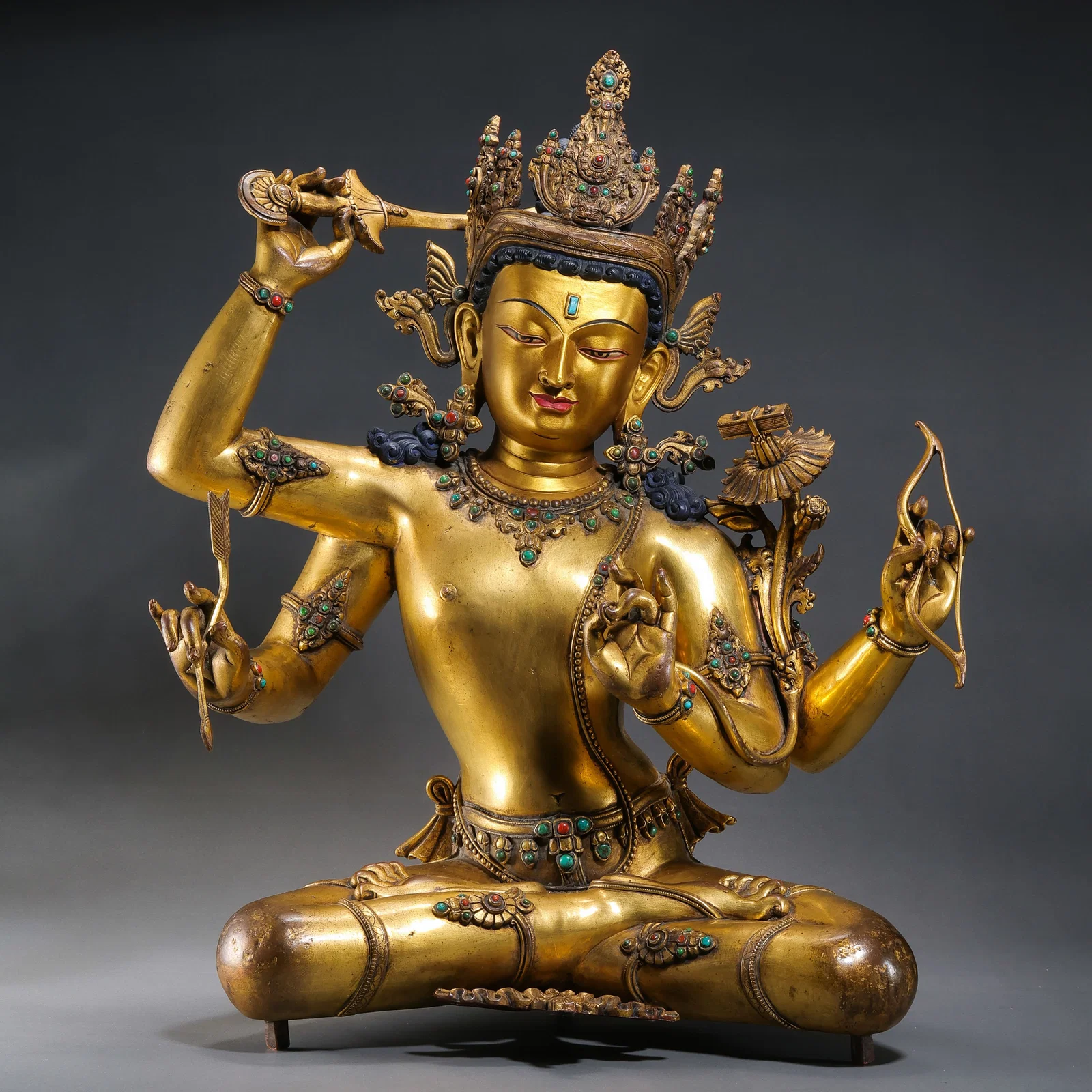 Chinese Ming Dynasty Gilt Bronze Seated Buddha Statue