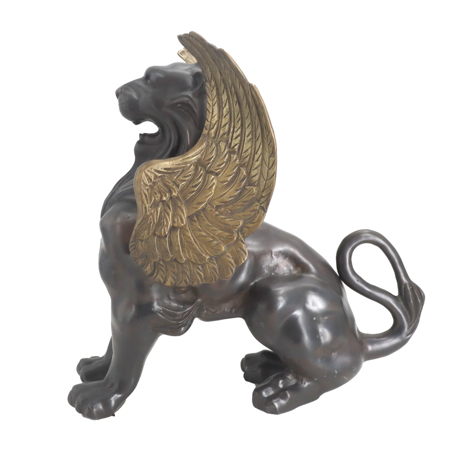 Chinese Neoclassical Bronze Winged Lion