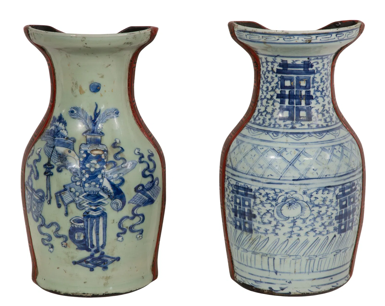Chinese Porcelain and Lacquer Wall Vases