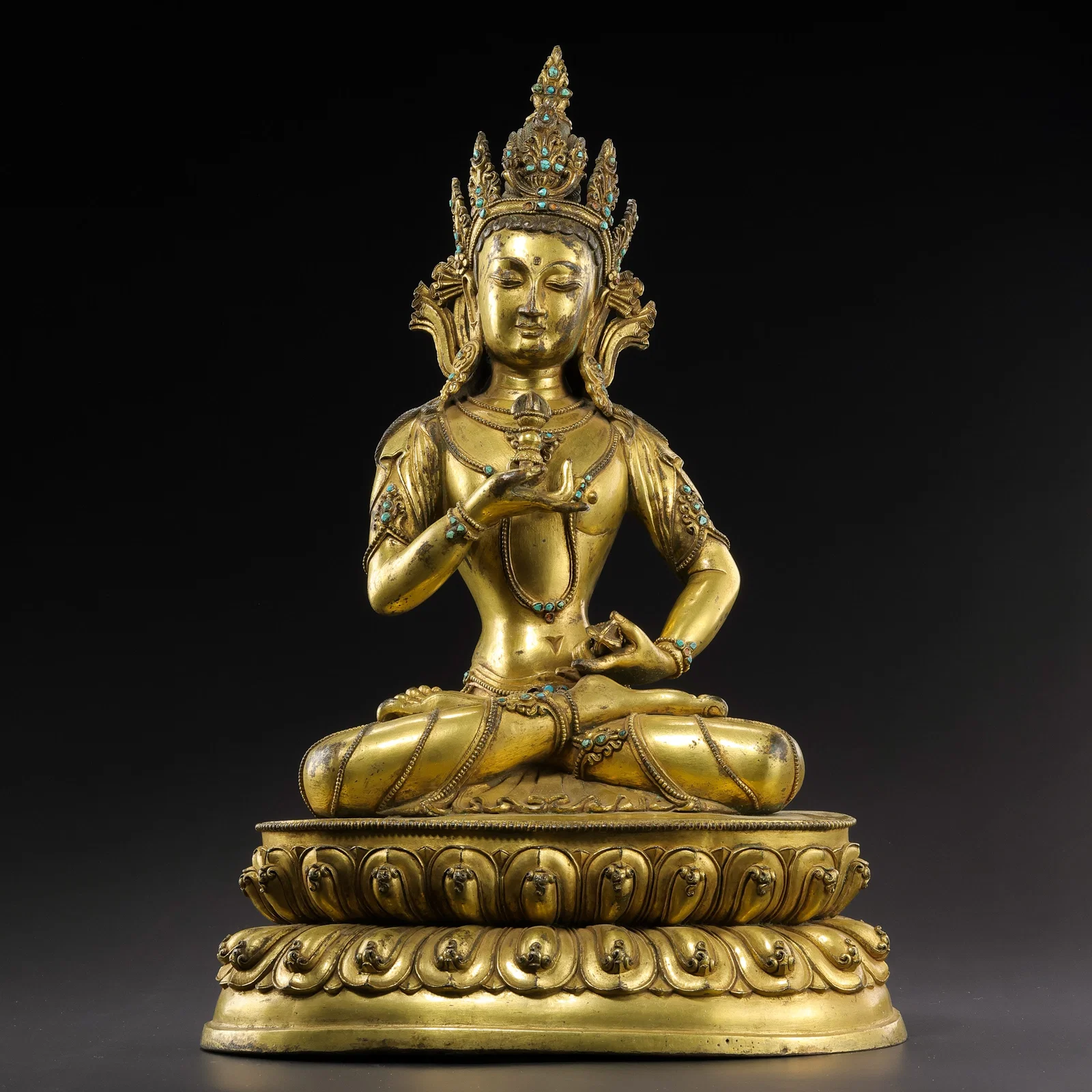 Chinese Qing Dynasty Gilt Bronze Seated Buddha Statue