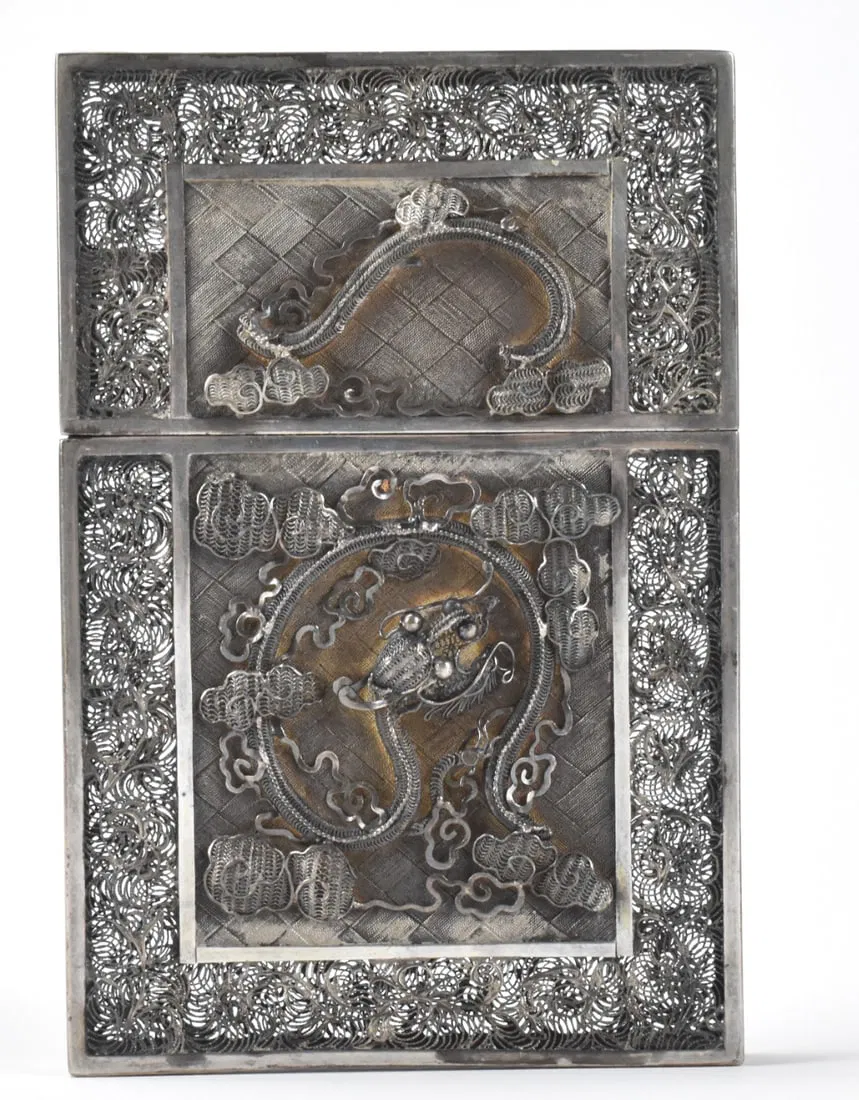 Chinese Silver Cast Name Card Holder, ROC Period