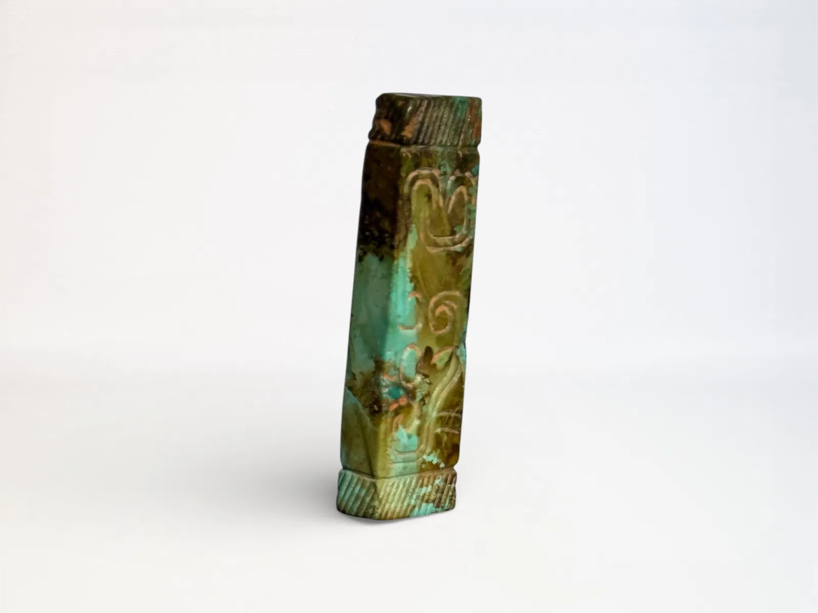 Chinese Turquoise Bead with Incised Decoration