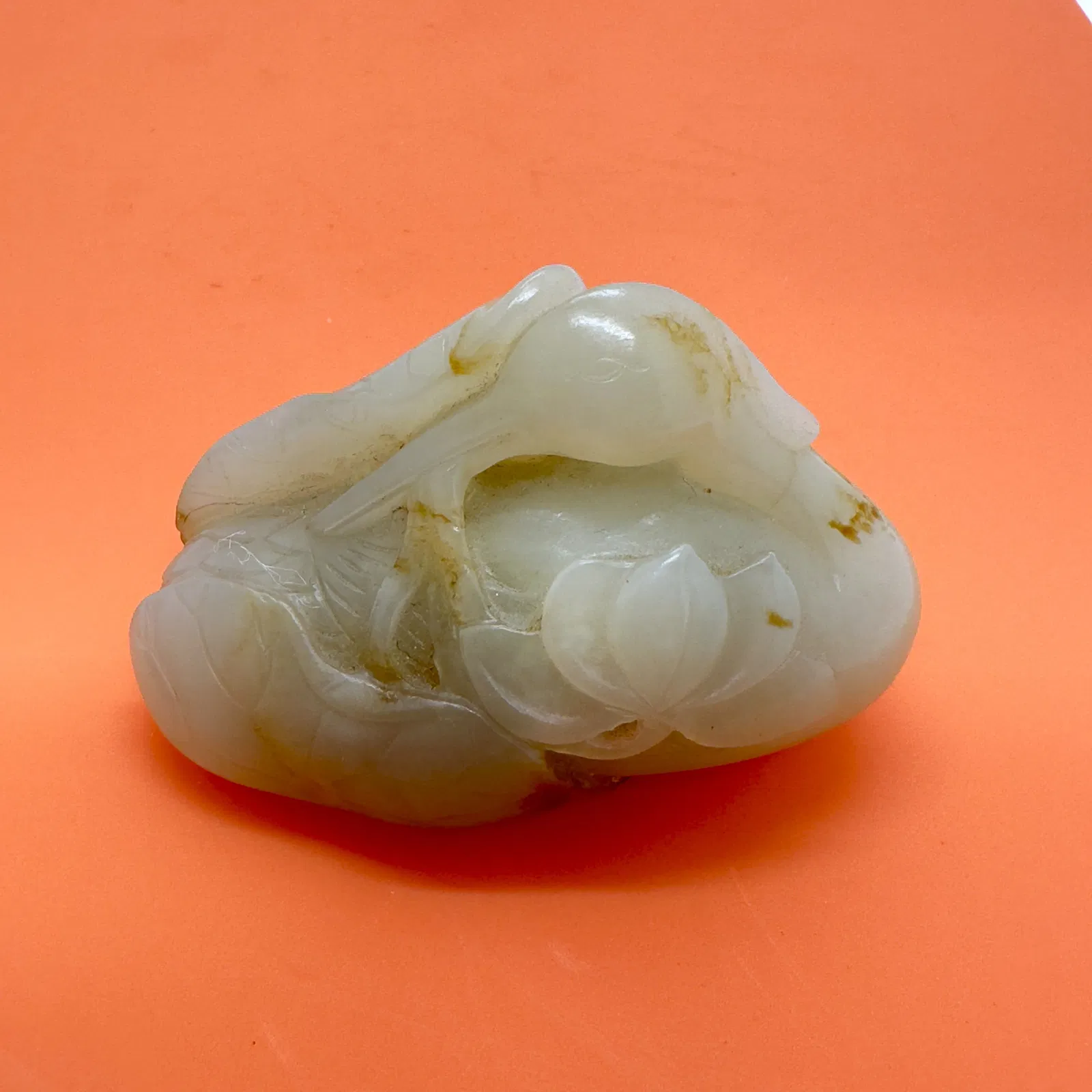 Chinese White Jade Goose Carving,18th.C