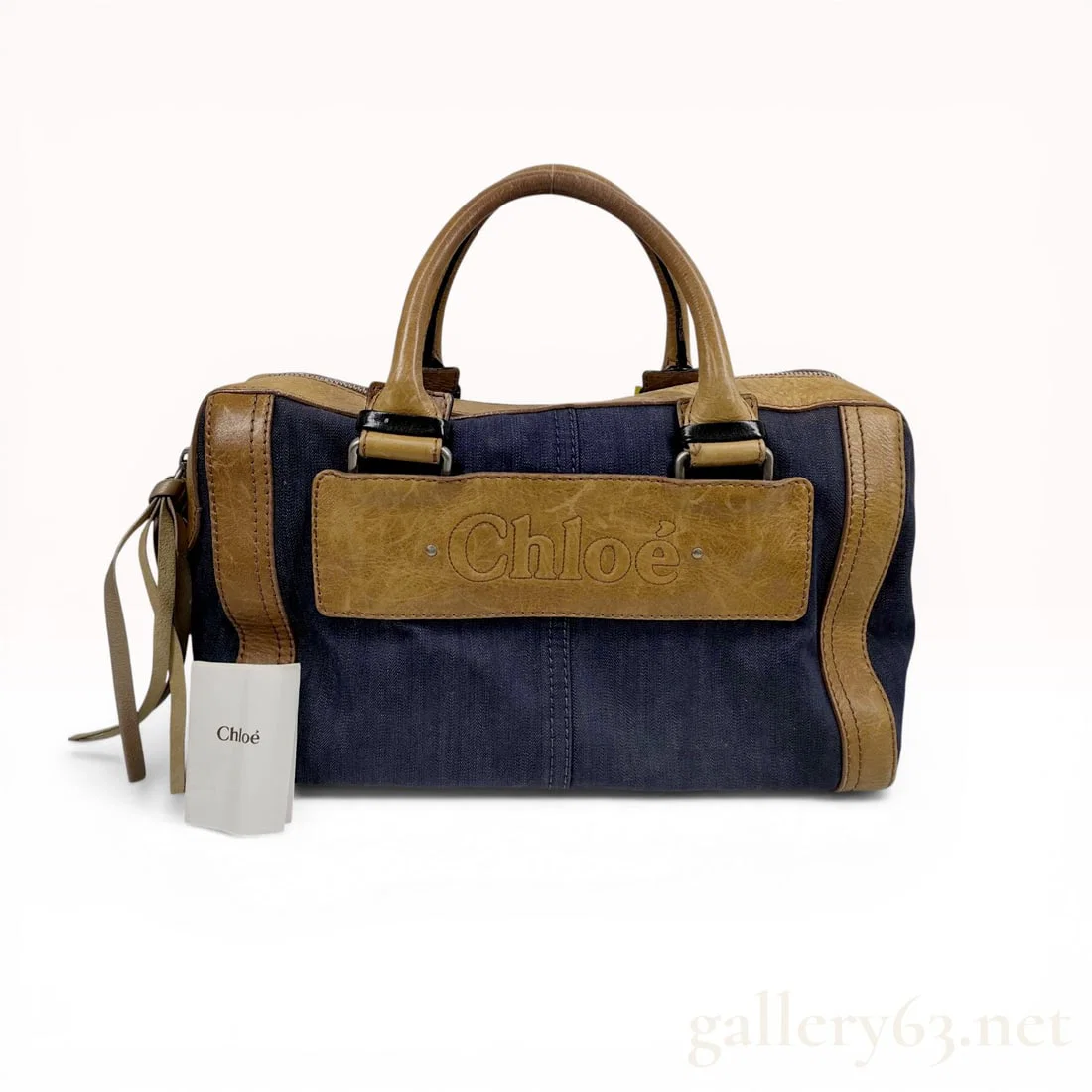 Chloe Denim and Leather Logo Satchel Bag