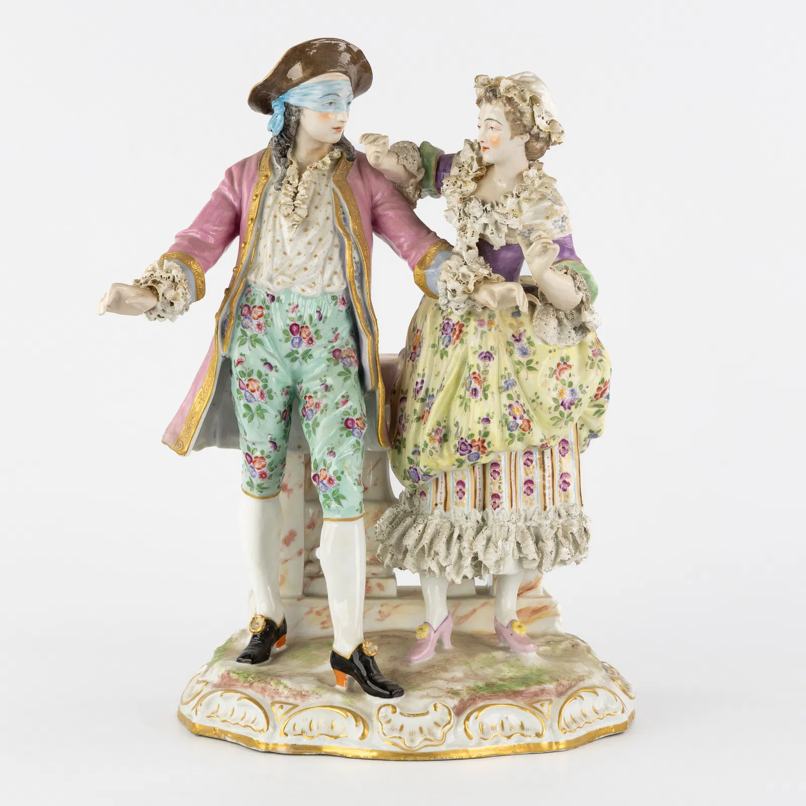 Choisy-le-Roy, 'The Blindfold', a large porcelain group, France, 19th C.