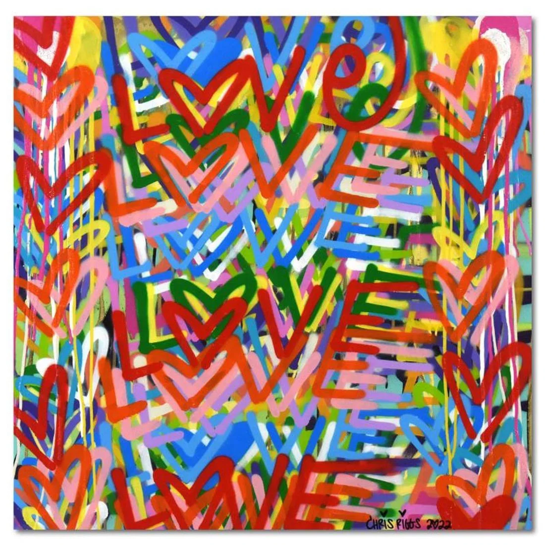 Chris Riggs, "Love" Original Spray Paint Painting on Gallery Wrapped Canvas, Hand Signed with Letter
