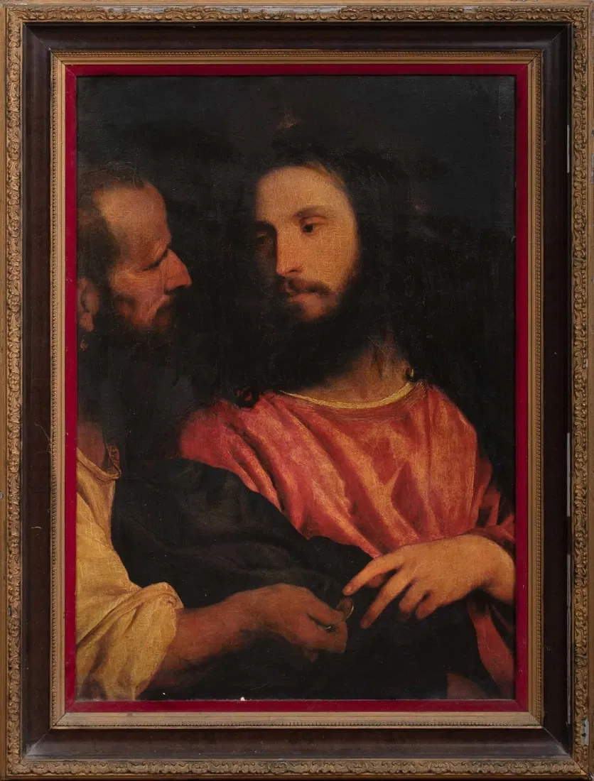 CHRIST & THE TRIBUTE MONEY OIL PAINTING