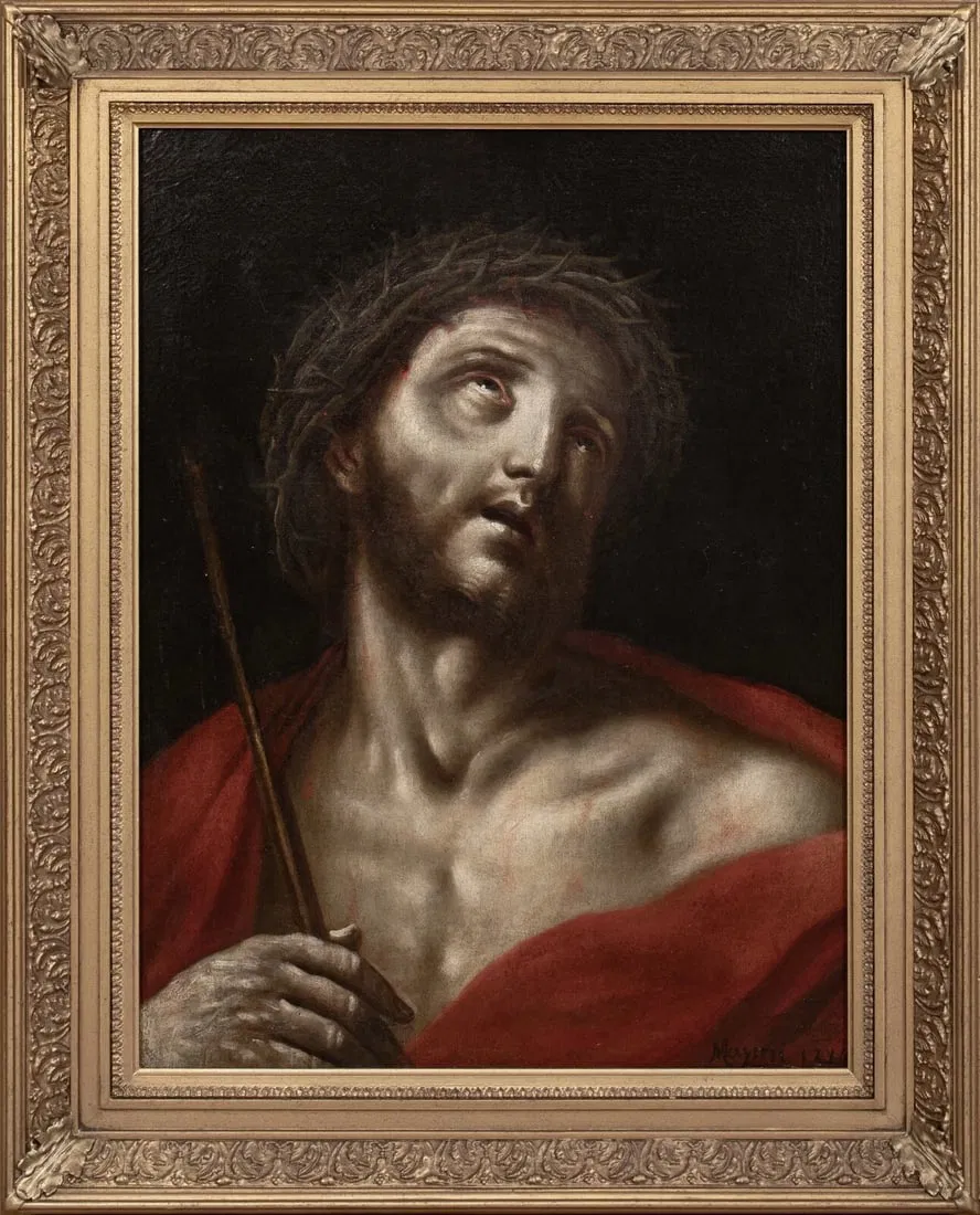 CHRIST WEARING THE CROWN OF THORNS OIL PAINTING